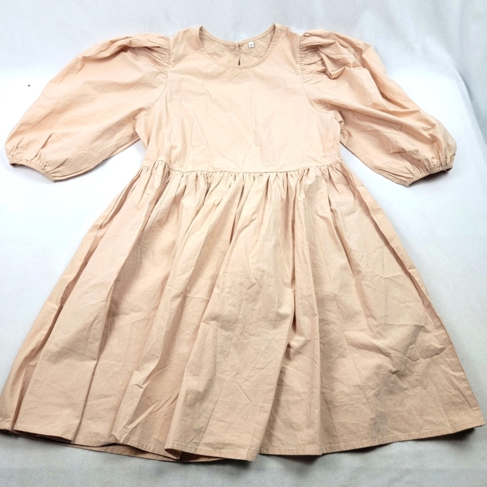 NWOT puff shoulder balloon sleeve pleated waist full‎ skirt dress